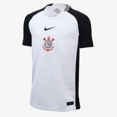 CAMISA NIKE CORINTHIANS I TORCEDOR PRO 25/26 INFANTIL - Branco/preto