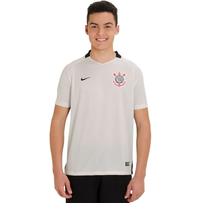 CAMISA NIKE CORINTHIANS OFICIAL 1 2016/17 SEM NÚMERO INFANTIL - Branco/preto