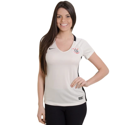 CAMISA NIKE CORINTHIANS OFICIAL 1 2016 SEM NÚMERO FEMININA - Branco/preto CAMISA NIKE CORINTHIANS OFICIAL 1 2016 SEM NÚMERO FEMININA - Branco/preto