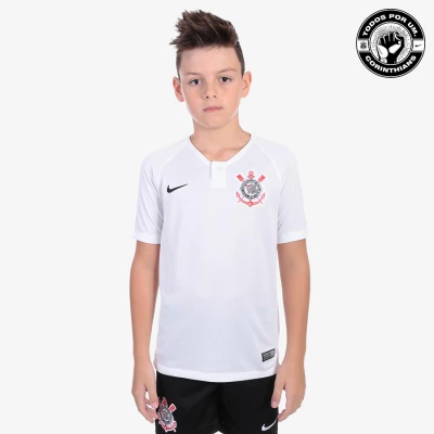 CAMISA NIKE CORINTHIANS OFICIAL 1 2018/19 TORCEDOR INFANTIL - Branco