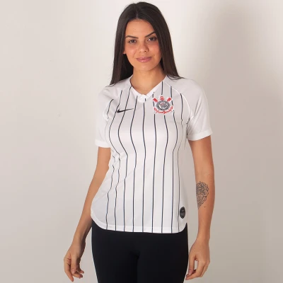 CAMISA NIKE CORINTHIANS OFICIAL 1 2019/20 SEM NÚMERO FEMININA - Branco