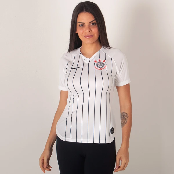 CAMISA NIKE CORINTHIANS OFICIAL 1 2019/20 SEM NÚMERO FEMININA - Branco