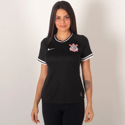 CAMISA NIKE CORINTHIANS OFICIAL 2 2019/20 SEM NÚMERO FEMININA - Preto