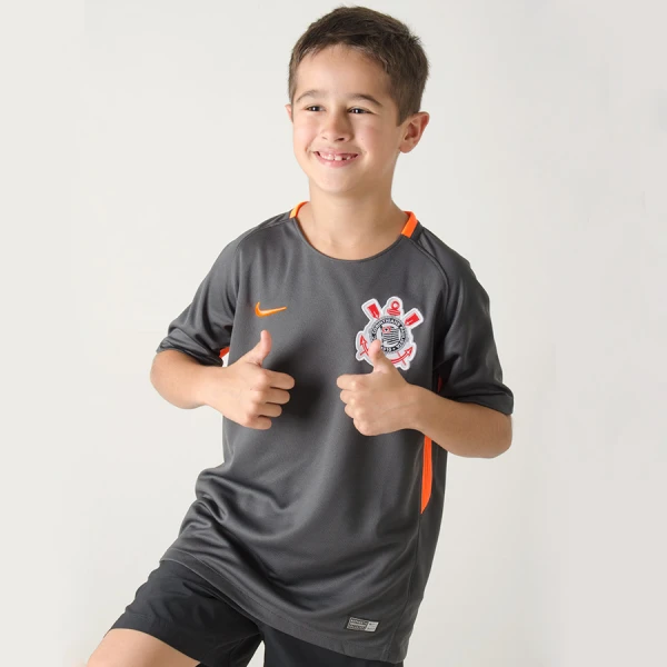 CAMISA NIKE CORINTHIANS OFICIAL 3 2017 SEM NÚMERO INFANTIL - Chumbo/laranja CAMISA NIKE CORINTHIANS OFICIAL 3 2017 SEM NÚMERO INFANTIL - Chumbo/laranja