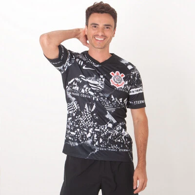 CAMISA NIKE CORINTHIANS OFICIAL 3 2019 INVASÕES TORCEDOR PRO SEM NÚMERO - Preto/branco CAMISA NIKE CORINTHIANS OFICIAL 3 2019 INVASÕES TORCEDOR PRO SEM NÚMERO - Preto/branco