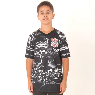 CAMISA NIKE CORINTHIANS OFICIAL 3 2019 SEM NÚMERO INVASÕES INFANTIL - Preto/branco CAMISA NIKE CORINTHIANS OFICIAL 3 2019 SEM NÚMERO INVASÕES INFANTIL - Preto/branco