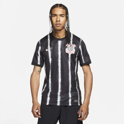 CAMISA NIKE CORINTHIANS OFICIAL II 2021/22 TORCEDOR PRO MASCULINA - Preto/branco