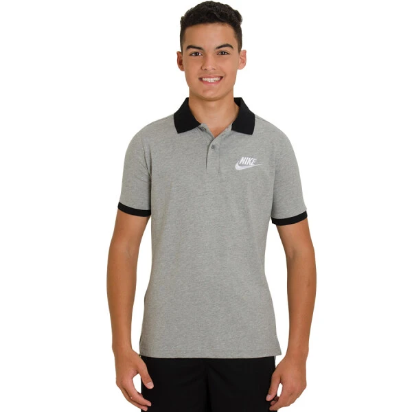 CAMISA NIKE NSW POLO MATCHUP INFANTIL - Cinza/branco