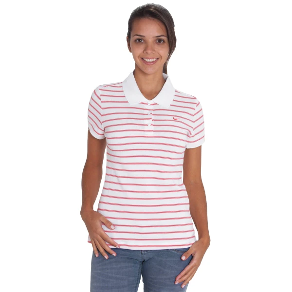 CAMISA NIKE POLO CORE STRIPED FEMININA - Branco/vermelho