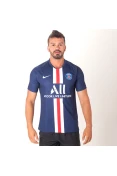 CAMISA NIKE PSG OFICIAL 1 2019/20 TORCEDOR SEM NÚMERO - Marinho/branco CAMISA NIKE PSG OFICIAL 1 2019/20 TORCEDOR SEM NÚMERO - Marinho/branco