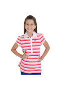 CAMISA NIKE RALLY STRIP POLO FEMININA INFANTIL - Branco/rosa CAMISA NIKE RALLY STRIP POLO FEMININA INFANTIL - Branco/rosa