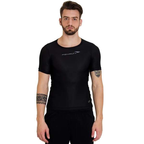 CAMISA PENALTY TÉRMICA MATIS MANGA CURTA MASCULINA - Preto/prata