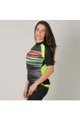 CAMISA POKER CICLISTA COM ZÍPER FEMININA - Preto/verde