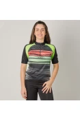 CAMISA POKER CICLISTA COM ZÍPER FEMININA - Preto/verde