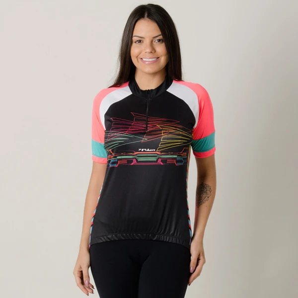 CAMISA POKER CICLISTA COM ZÍPER PLATINA 2 FEMININA - Preto