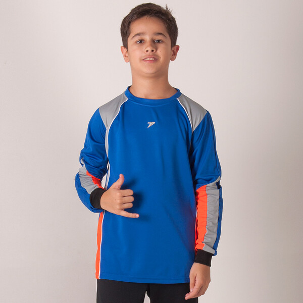 CAMISA POKER GOLEIRO ASTRO MANGA LONGA INFANTIL - Azul/cinza