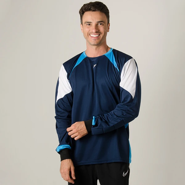 CAMISA POKER GOLEIRO ROMA MANGA LONGA MASCULINA - Marinho/azul