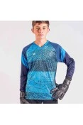 CAMISA POKER GOLEIRO SUBLIMADA MANGA LONGA INFANTIL - Azul/preto
