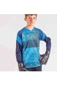 CAMISA POKER GOLEIRO SUBLIMADA MANGA LONGA INFANTIL - Azul/preto