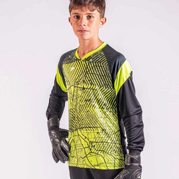 CAMISA POKER GOLEIRO SUBLIMADA MANGA LONGA INFANTIL - Verde/preto