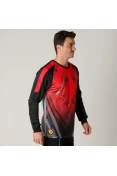 CAMISA POKER GOLEIRO SUBLIMAX BANK MANGA LONGA MASCULINA - Vermelho/preto