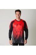 CAMISA POKER GOLEIRO SUBLIMAX BANK MANGA LONGA MASCULINA - Vermelho/preto