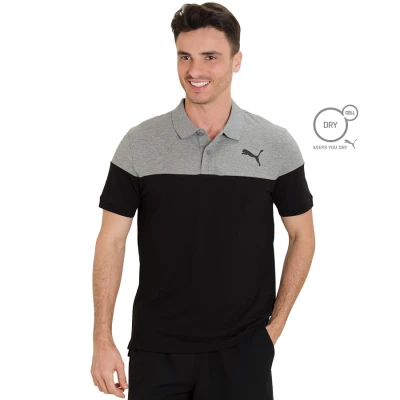 CAMISA PUMA ALPHA BLOCK POLO MASCULINA - Preto/cinza