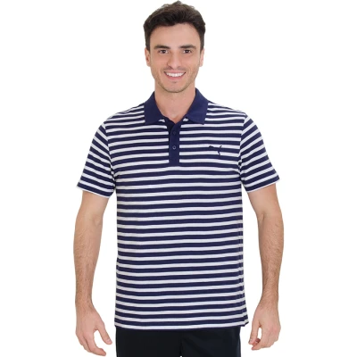 CAMISA PUMA ESS STRIPED JERSEY POLO MASCULINA - Marinho/branco