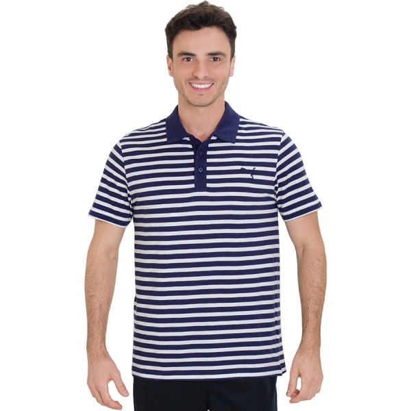 CAMISA PUMA ESS STRIPED JERSEY POLO MASCULINA - Marinho/branco