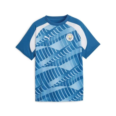 CAMISA PUMA MANCHESTER CITY PRÉ-JOGO INFANTIL - Azul/branco