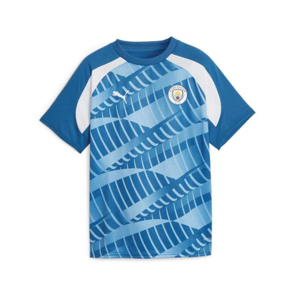 CAMISA PUMA MANCHESTER CITY PRÉ-JOGO INFANTIL - Azul/branco