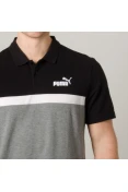 CAMISA PUMA POLO ESSENTIALS STRIPE MASCULINA - Preto/cinza