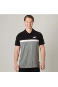 CAMISA PUMA POLO ESSENTIALS STRIPE MASCULINA - Preto/cinza
