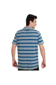 CAMISA PUMA POLO FUN STRIPE JERSEY MASCULINA - Cinza/marinho