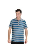 CAMISA PUMA POLO FUN STRIPE JERSEY MASCULINA - Cinza/marinho