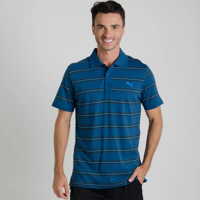 CAMISA PUMA POLO FUN STRIPE JERSEY MASCULINA - Marinho/preto