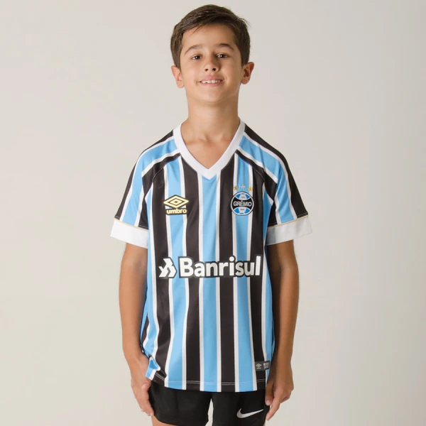CAMISA UMBRO GRÊMIO OFICIAL 1 2018 SEM NÚMERO INFANTIL - Azul/preto CAMISA UMBRO GRÊMIO OFICIAL 1 2018 SEM NÚMERO INFANTIL - Azul/preto