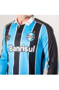 CAMISA UMBRO GRÊMIO OFICIAL 1 2019 MANGA LONGA SEM NÚMERO - Azul/preto CAMISA UMBRO GRÊMIO OFICIAL 1 2019 MANGA LONGA SEM NÚMERO - Azul/preto