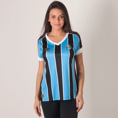 CAMISA UMBRO GRÊMIO OFICIAL 1 2019 SEM NÚMERO FEMININA - Azul/preto
