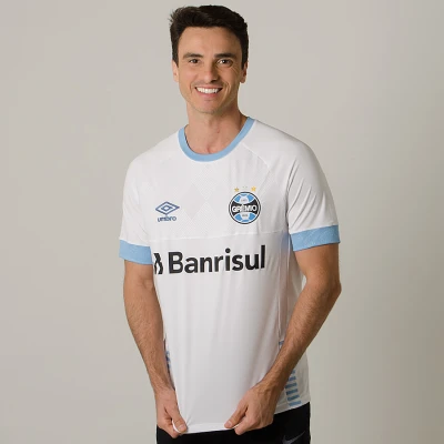 CAMISA UMBRO GRÊMIO OFICIAL 2 2018 SEM NÚMERO COM PATROCÍNIO - Branco/azul celeste CAMISA UMBRO GRÊMIO OFICIAL 2 2018 SEM NÚMERO COM PATROCÍNIO - Branco/azul celeste