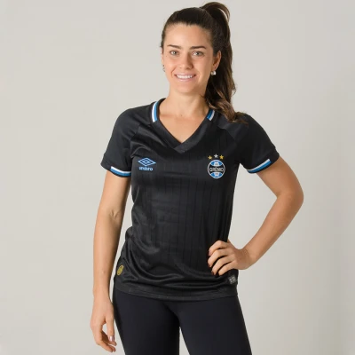 CAMISA UMBRO GRÊMIO OFICIAL 3 2018 SEM NÚMERO FEMININA - Preto/branco