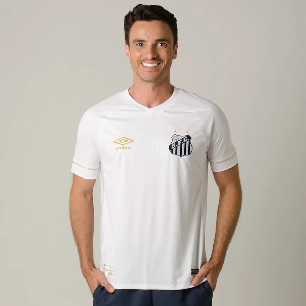 CAMISA UMBRO SANTOS OFICIAL 1 2018 SEM NÚMERO - Branco/preto CAMISA UMBRO SANTOS OFICIAL 1 2018 SEM NÚMERO - Branco/preto