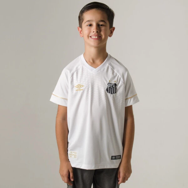 CAMISA UMBRO SANTOS OFICIAL 1 2018 SEM NÚMERO INFANTIL - Branco