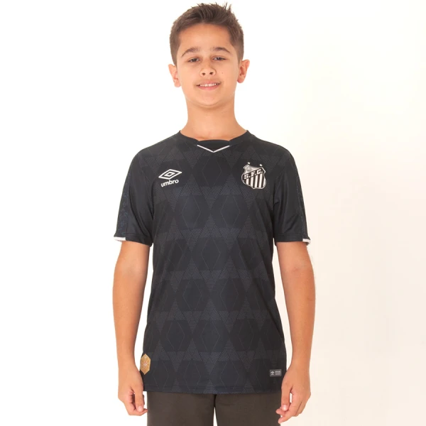 CAMISA UMBRO SANTOS OFICIAL 3 2019 SEM NÚMERO INFANTIL - Preto/prata CAMISA UMBRO SANTOS OFICIAL 3 2019 SEM NÚMERO INFANTIL - Preto/prata