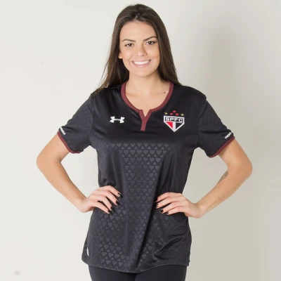 CAMISA UNDER ARMOUR SÃO PAULO OFICIAL 3 2017/18 SEM NÚMERO FEMININA - Preto/bordo