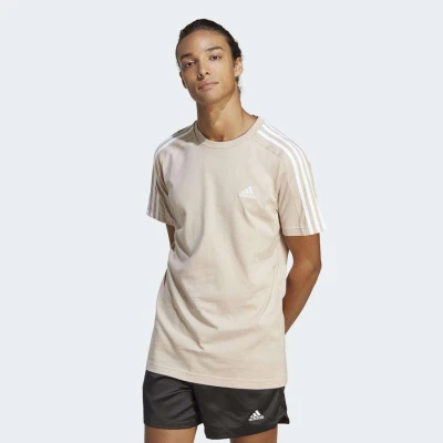CAMISETA ADIDAS 3 LISTRAS 3S MASCULINA - Bege CAMISETA ADIDAS 3 LISTRAS 3S MASCULINA - Bege