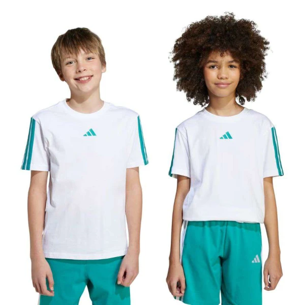 CAMISETA ADIDAS 3 STRIPES ESS TEE INFANTIL - Branco/verde