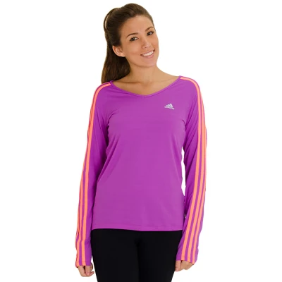 CAMISETA ADIDAS 3S POLIAMIDA MANGA LONGA FEMININA - Lilas/laranja