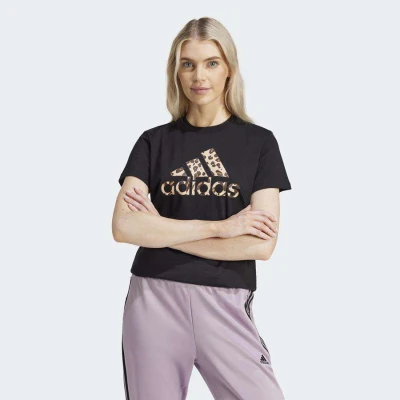 CAMISETA ADIDAS ANIMAL PRINT FEMININA - Preto/marrom CAMISETA ADIDAS ANIMAL PRINT FEMININA - Preto/marrom