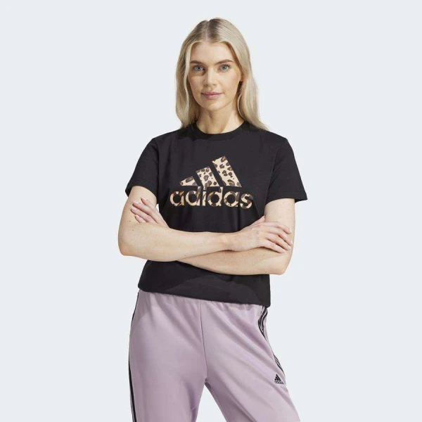 CAMISETA ADIDAS ANIMAL PRINT FEMININA - Preto/marrom CAMISETA ADIDAS ANIMAL PRINT FEMININA - Preto/marrom